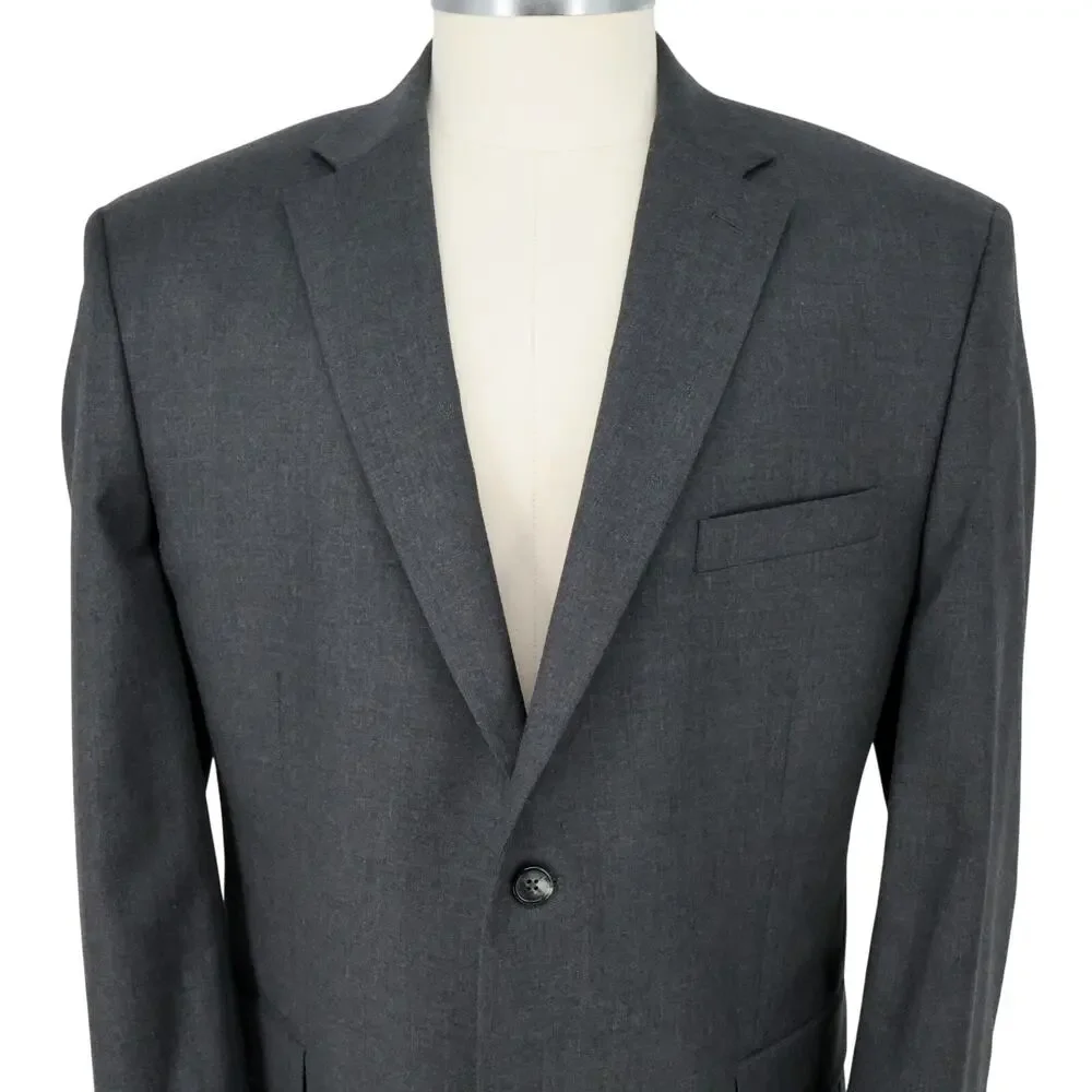 Jos A Bank Sport Coat Mens 46R Gray Wool Tweed Lined Blazer Jacket Preppy